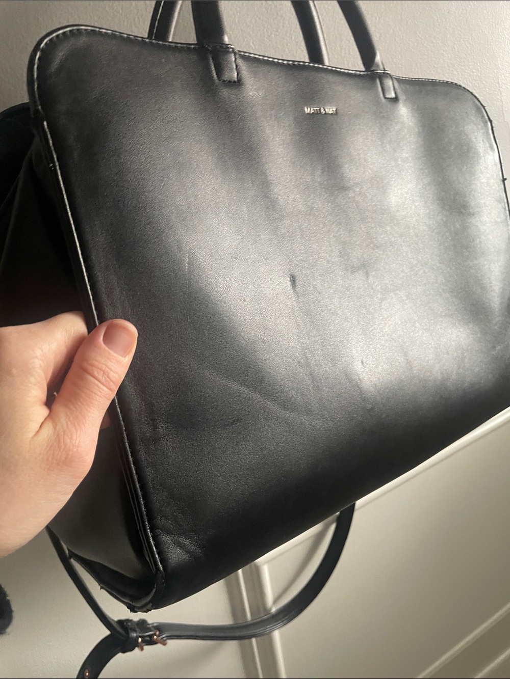 Matt & Nat smooth vegan leather Satchel bag - Picture 11 of 16
